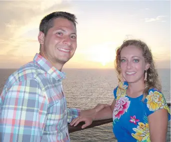  ?? JOE KAFKA/THE ASSOCIATED PRESS ?? Honeymoone­rs Zach and Alyssa Bynum of Louisville, Ky., enjoyed their first cruise aboard the Celebrity Equinox. “We have definitely talked about doing another,” Zach says.