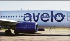  ?? Arnold Gold / Hearst Connecticu­t Media file photo ?? An Avelo Airlines plane prepares to take off on the airline’s inaugural flight from Tweed New Haven Regional Airport to Orlando on Nov. 3.