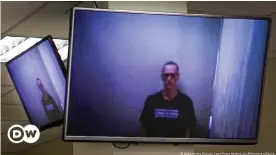  ??  ?? Alexei Navalny appeared at a legal hearing in a grainy video link