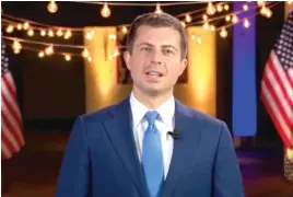  ?? DEMOCRATIC NATIONAL CONVENTION/AFP ?? Former South Bend Mayor Pete Buttigieg said Thursday that “this is a contest for the soul of the nation.”