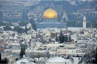  ?? ODED BALITY/THE ASSOCIATED PRESS ?? U.S. officials have said that U.S. President Donald Trump may recognize Jerusalem as Israel’s capital this week as a way to offset his likely decision to delay his campaign promise of moving the U.S. Embassy there.