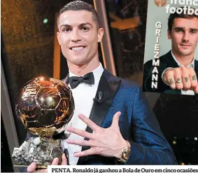  ??  ?? PENTA. Ronaldo já ganhou a Bola de Ouro em cinco ocasiões