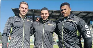  ?? Picture: AMIR CHETTY ?? SET TO SHINE: Warriors stars, from left, Anrich Nortje, Gihahn Cloete and Sisanda Magala will tour India with SA A