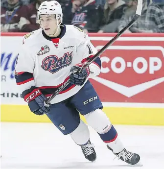  ?? WESTERN HOCKEY LEAGUE ?? Tanner Sidaway had three points in 58 games for the Pats last season.