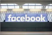  ?? ASSOCIATED PRESS FILE PHOTO ?? The Facebook logo is displayed at a gathering for startup companies at Paris’ Station F.