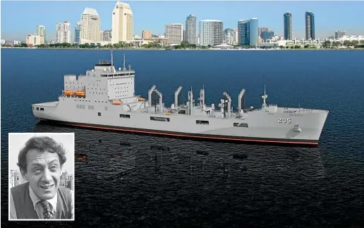  ?? GENERAL DYNAMICS, UNITED STATES NAVY ?? A rendering of one of the ships expected to be named in honour of gay rights icon and former navy serviceman Harvey Milk, inset.