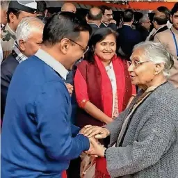  ??  ?? AT STAKE : Kejriwal’s AAP has a bleak chance of making it to the LS polls if the Congress ex-CM Sheila Dikshit is reluctant to tie up with the party