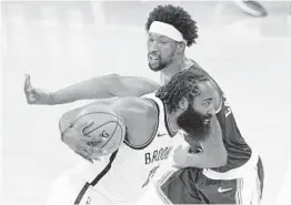  ?? MARCIO JOSE SANCHEZ/AP ?? James Harden and the Nets enter the second half of the season second in the East, and look like they have the pieces needed to make a run to the NBA Finals.