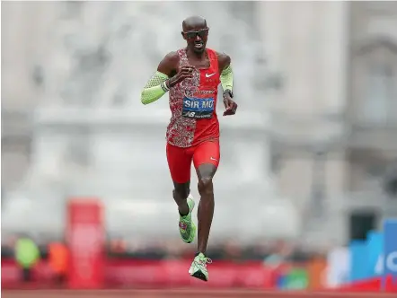  ?? GETTY IMAGES ?? Great Britain’s Mo Farah competes in the London marathon in April.