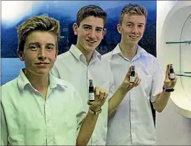  ?? ZIZI SPARKS/FAIRFAX NZ ?? From left, Josef Morgan, Will Cole and Max Lawton who created Clearfree as part of the Young Enterprise Scheme 2017.