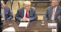  ?? CROWLEY / THE NEW YORK TIMES STEPHEN ?? President Donald Trump meets with chief executives from health insurance companies in the Roosevelt Room of the White House in Washington on Monday.