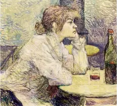  ??  ?? Suzanne with her son Maurice, below, and, right, a portrait of Suzanne by Toulouse-Lautrec
