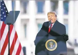  ?? Evan Vucci Associated Press ?? FORMER President Trump may be sued for damages to the extent his speech constitute­d incitement to imminent violence, the Justice Department said.