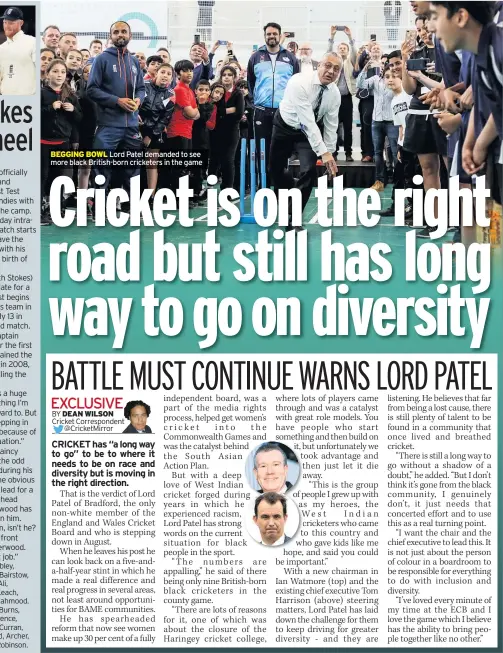  ??  ?? Lord Patel demanded to see more black British-born cricketers in the game