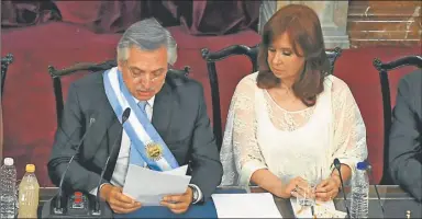  ?? JUAN OBREGON ?? EN EL CONGRESO, Alberto Fernández inaugura su primer ciclo de sesiones ordinarias parlamenta­rias.