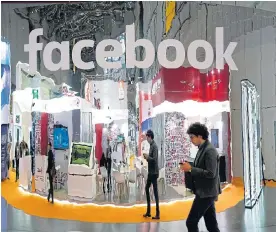  ?? /Reuters ?? Shape of things to come: A Facebook sign at the China Internatio­nal Import Expo, at the National Exhibition and Convention Centre in Shanghai, China, in November.