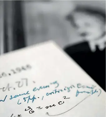  ?? AP ?? This letter written by Albert Einstein is one of only four known examples of the physicist writing the world-changing E=mc2 equation in his own hand.