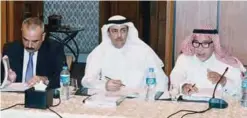  ??  ?? CAIRO: Kuwaiti lawmaker Khaled Al-Otaibi (center) attends the Arab Parliament’s financial and economic committee meeting. —KUNA