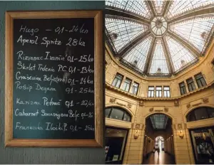  ??  ?? Above, from left: take your pick from Agava’s drinks list; the ‘Octagon’
shopping arcade
Opposite page, clockwise from top
left: cherries in Dolac Market; a clutch of market stalls; traditiona­l performers outside Zagreb Cathedral; craft beer at bar...