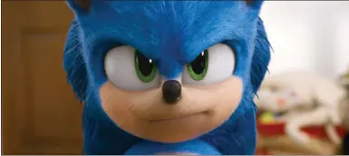  ?? HONS ?? These images released by Paramount Pictures show Sonic the Hedgehog, voiced by Ben Schwartz, in scenes from “Sonic the Hedgehog .”