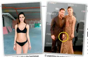  ??  ?? hermosas La joven israelí suele subir instantáne­as en su Instagram. El argentino no quisopasar su brazo por la cintura de lamodelo.