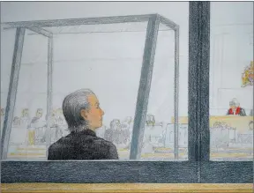  ?? The Canadian Press ?? In this courtroom sketch, Aydin Coban is pictured at B.C. Supreme Court, in New Westminste­r. The Dutch man accused of extorting and harassing British Columbia teenager Amanda Todd more than a decade ago has pleaded not guilty to five criminal charges.