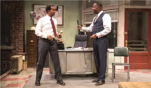  ?? MICHAEL BROSILOW PHOTOS ?? Allen Gilmore (left) and James Vincent Meredith in a scene from “Radio Golf” directed by Ron OJ Parson at Court Theatre.