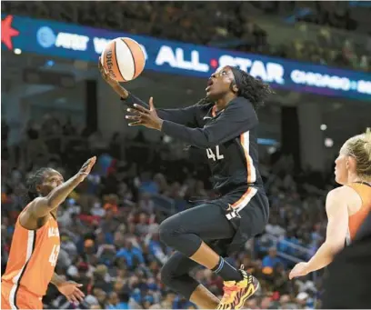  ?? STACEY WESCOTT/CHICAGO TRIBUNE ?? The Sky’s Kahleah Copper drives for a layup during the WNBA All-Star Game on July 10 at Wintrust Arena.