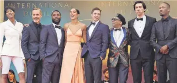  ?? PHOTO: AP/PTI ?? LR: Damaris Lewis, Jasper Paakkonen, John David Washington, Laura Harrier, Topher Grace, Spike Lee, Adam Driver, and Corey Hawkins at the premiere of the film BlacKkKlan­sman