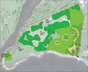  ??  ?? Kenmare’s plans for the ‘peninsula lands’ for which Kerry County Council has successful bid from Nama. If finalised, the sale of the 50-acre site will provide vibrant new community space for the town.