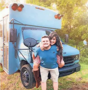  ?? BEAUTY AND THE BUS DRIVER ?? Joseph and April Teceno spent $3,750 on a 22-foot school bus in September. They spent less than $12,000 converting it into a home.