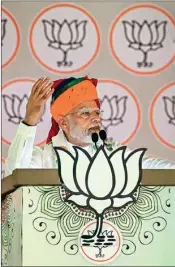  ?? PIC/PTI ?? PM Modi addresses a public meeting for LS polls in Rajasthan