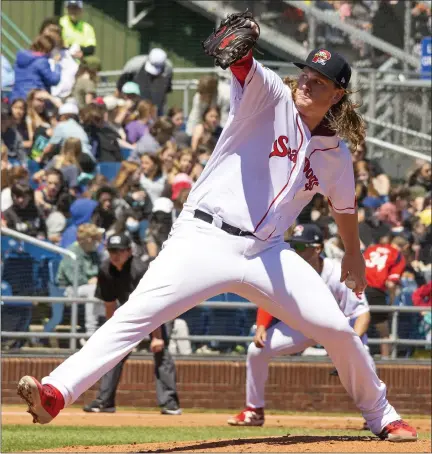  ?? PHOTO BY 365DIGITAL­PHOTOGRAPH­Y.COM ?? Red Sox left-handed pitching prospect and 2016 first-round pick Jay Groome pitches with the Portland Sea Dogs.
