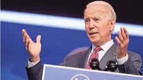  ?? ANDREW HARNIK/AP ?? Joe Biden is set to emerge from Monday’s Electoral College vote with 306 electoral votes, topping President Donald Trump’s 232.