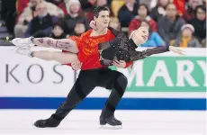  ?? MADDIE MEYER/GETTY IMAGES ?? Canadian ice dancers Piper Gilles and Paul Poirier finished in eighth spot at the ISU World Figure Skating Championsh­ips in Boston.