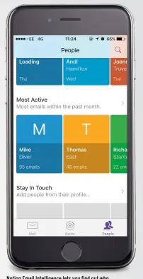  ??  ?? Notion Email Intelligen­ce lets you find out who you’ve emailed most in a month.