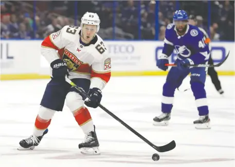  ?? THE ASSOCIATED PRESS/FILES ?? Evgenii Dadonov had 25 goals last season with the Panthers and consecutiv­e 28-goal seasons before that.