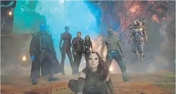  ?? SUPPLIED PHOTO/ MARVEL STUDIOS ?? Guardians Of The Galaxy Vol. 2 stars Michael Rooker, Karen Gillan, Chris Pratt, Zoe Saldana, Pom Klementief­f, Dave Bautista, Rocket ( voiced by Bradley Cooper), and Groot ( voiced by Vin Diesel).