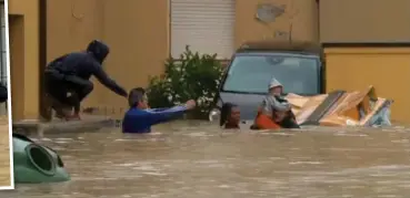  ?? ?? Terror: Cesena residents had to swim to safety as streets became fast-flowing rivers