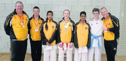  ??  ?? The Simon Coope Karate squad which took part in the English National Karate Championsh­ips at its brand new home at the Leicester Community Sports Arena.
