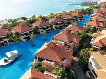  ??  ?? Anantara The Palm Dubai Resort has the only over water villas in the whole of the United Arab Emirates