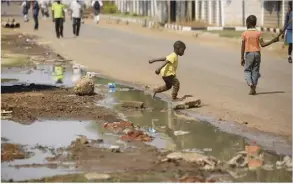  ?? ?? As has become the norm, burst sewer pipes leak raw sewage onto the streets exposing the general populace to mediaveal diseases like cholera