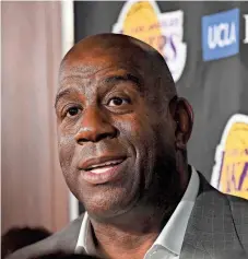  ?? RICHARD MACKSON/USA TODAY SPORTS ?? Former Los Angeles Lakers star Earvin “Magic” Johnson Jr. tweeted a photo of EJ and said, “Keep living your truth, it’s what I love about you most!”