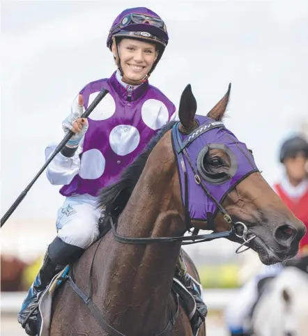  ?? Picture: AAP IMAGE ?? Jockey Stephanie Thornton on Eric The Eel at Doomben on Saturday.