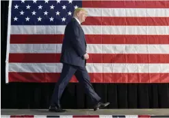  ?? — AFP ?? COLORADO: Republican presidenti­al nominee Donald Trump arrives to speak at a rally at the Norris-Penrose Event Center in Colorado Springs.