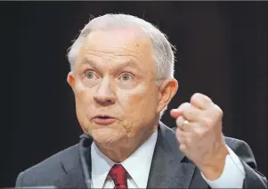  ?? AP PHOTO ?? Attorney General Jeff Sessions gestures as he testifies on Capitol Hill in Washington Tuesday.