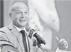  ?? PATRICK GORSKI, USA TODAY SPORTS ?? New Minnesota coach P.J. Fleck was his typical animated self at the Big Ten football media days in Chicago on Tuesday.