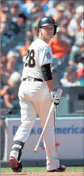  ?? GETTY IMAGES ?? Buster Posey is slugging a season-low .304 in July, but it appears the Giants, who are 5 1⁄2 games out of first place in the NL West, won’t be looking for reinforcem­ents.