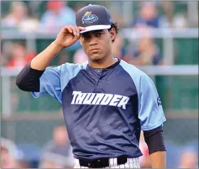  ?? KYLE FRANKO — MEDIANEWS GROUP FILE ?? Thunder pitcher Deivi Garcia is among the minor league players who face financial uncertaint­y after May 31.