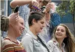  ?? JASON DORDAY/STUFF ?? Tayla Furlong, above left, Maia Dawidowska and Ciara Moynihan have shaved their heads to raise awareness for next week’s climate strike and to raise money for the Amazon.